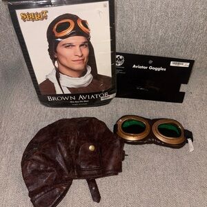 Spirit Brown Aviator Hat with Goggles Halloween accessories
